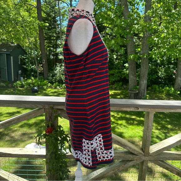 Sail to Sable Star Spangled Shift Dress Size S in Navy/Red Stripe - Picture 6 of 11